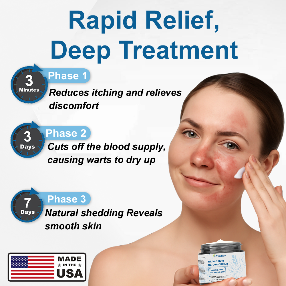 ✅Mayo Clinic Official: LOVILDS® Magnesium skin repair cream (Eczema and Psoriasis Relief, Skin Repair, Even Tone, Acne and Dark Spot Treatment, Wart and Mole Removal)