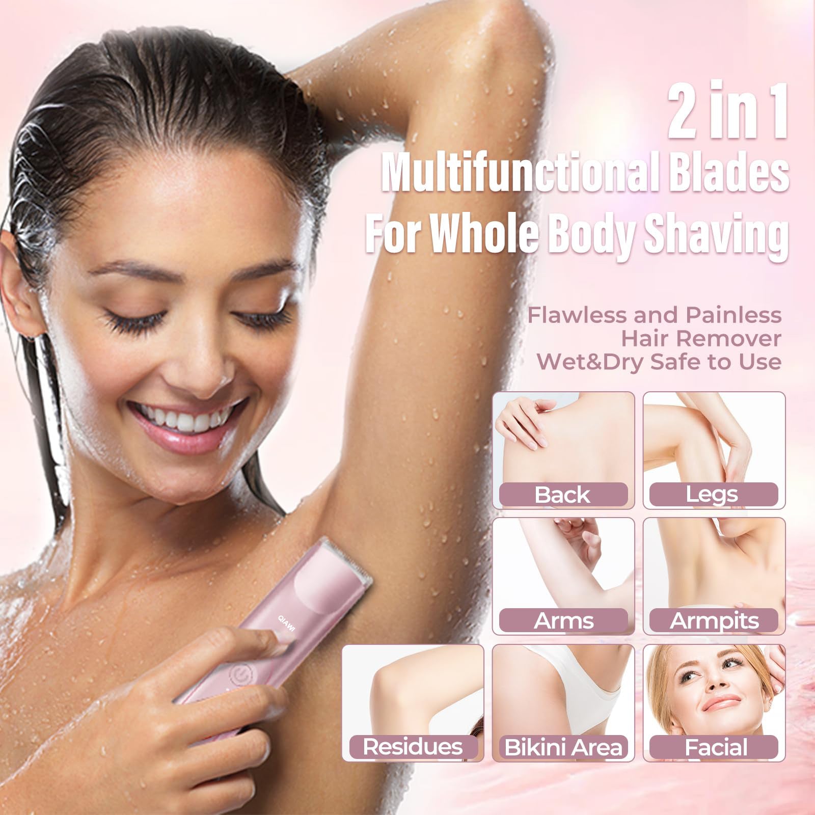 🧴Last 3 Hours: 2nd only$9.99!QIAWI2-in-1Women's Electric Shaver-Dual Head PrecisionTrimmer