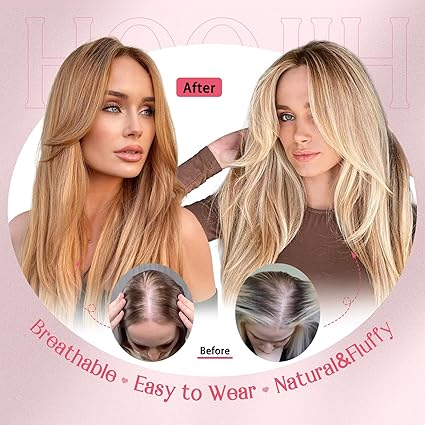 👱‍♀️Flawless Long-Layered Hair Topper for Women - Natural Volume, Ultra-Thin Base, Instant Chic, Youthful Look